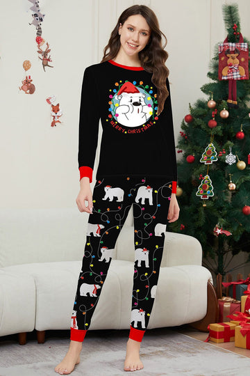 Black Long Sleeve Pear Pattern Matching Family Pajamas